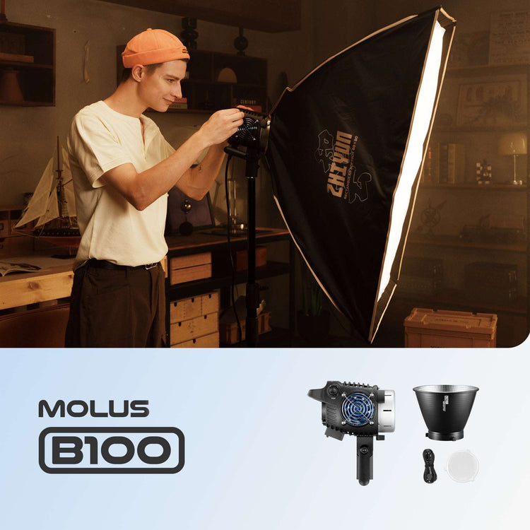 ZHIYUN MOLUS B-Series lights, 100W to 500W, ZY Vega App, K1 Controller, 2700K-6500K color rendering