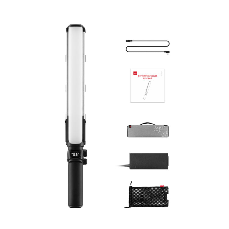 ZHIYUN FIVERAY V60 : Compact, lightweight, and small,100W MAX Fill Light. True Colors with CRI≧96. Portable Design, Charge While in Use.