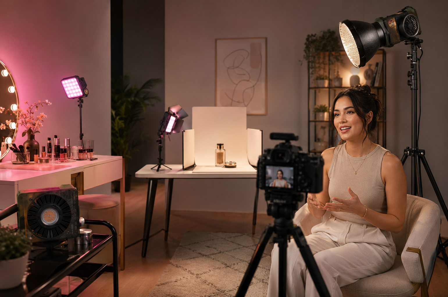 Small Studio Lighting Setup for Beauty, Product and Talking-Head Videos