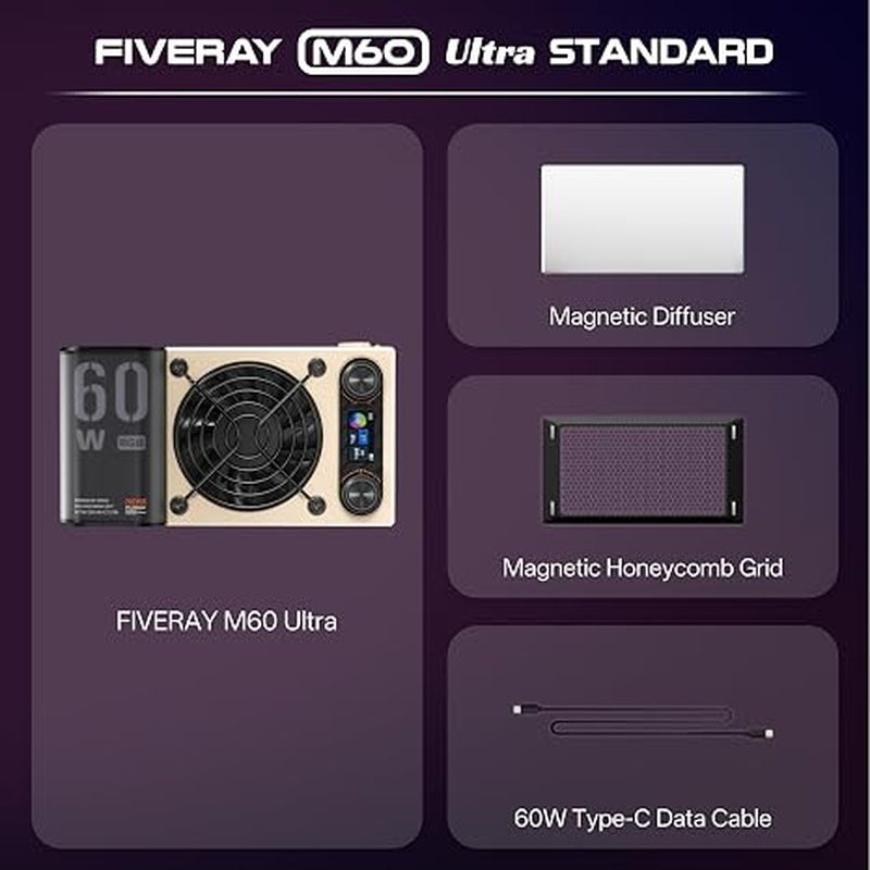 ZHIYUN FIVERAY M60 Ultra 60W Pocket RGB Video Light | Ultra-Portable Fill Light for Creators