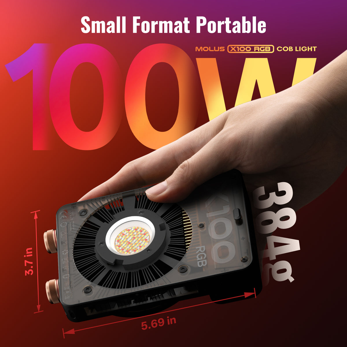 ZHIYUN MOLUS X100 RGB | 100W Professional Portable RGB Video Light