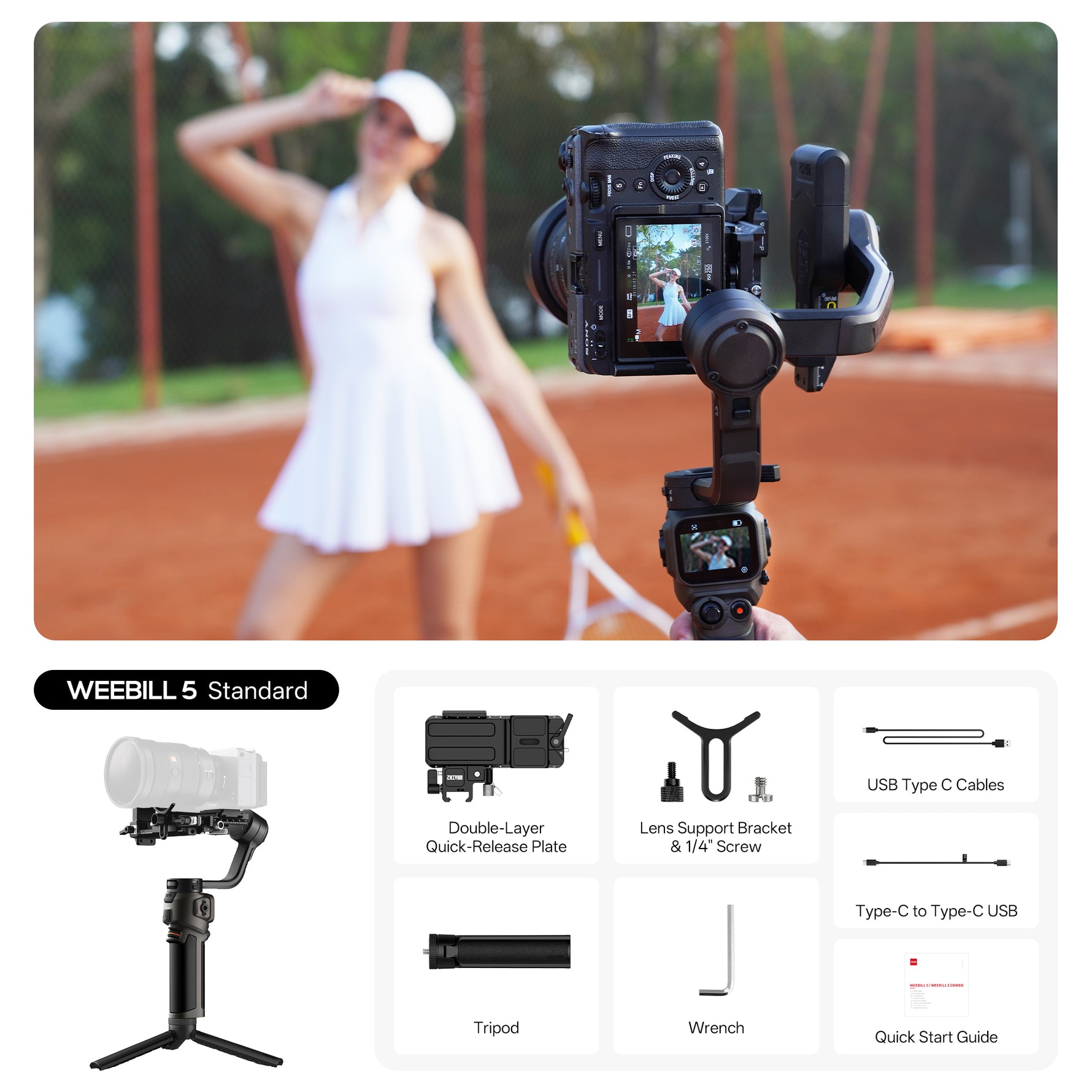 ZHIYUN Weebill 5 | Built-In Handle AI Tracking Lightweight 3‑Axis Gimbal
