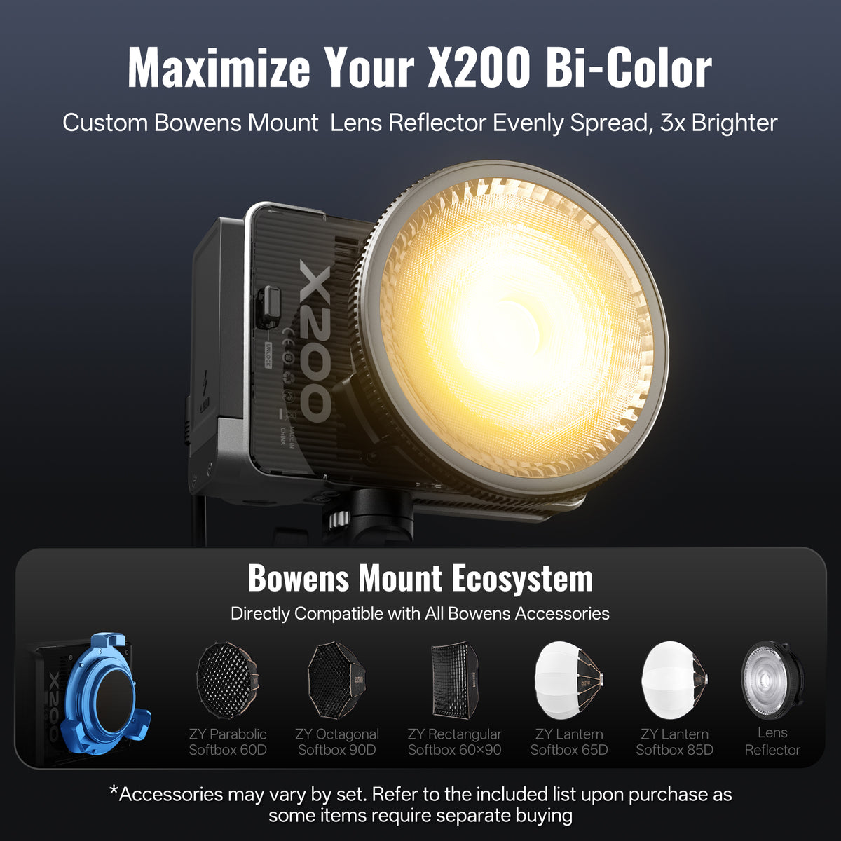 ZHIYUN MOLUS X200 | 200W Professional Portable Light LED Video Light
