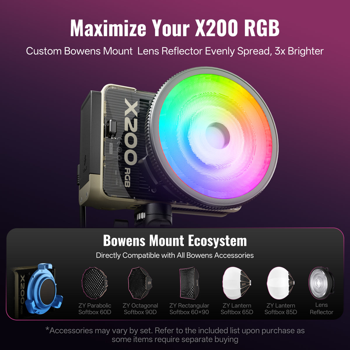 ZHIYUN MOLUS X200 RGB | 200W Professional Portable RGB Video Light