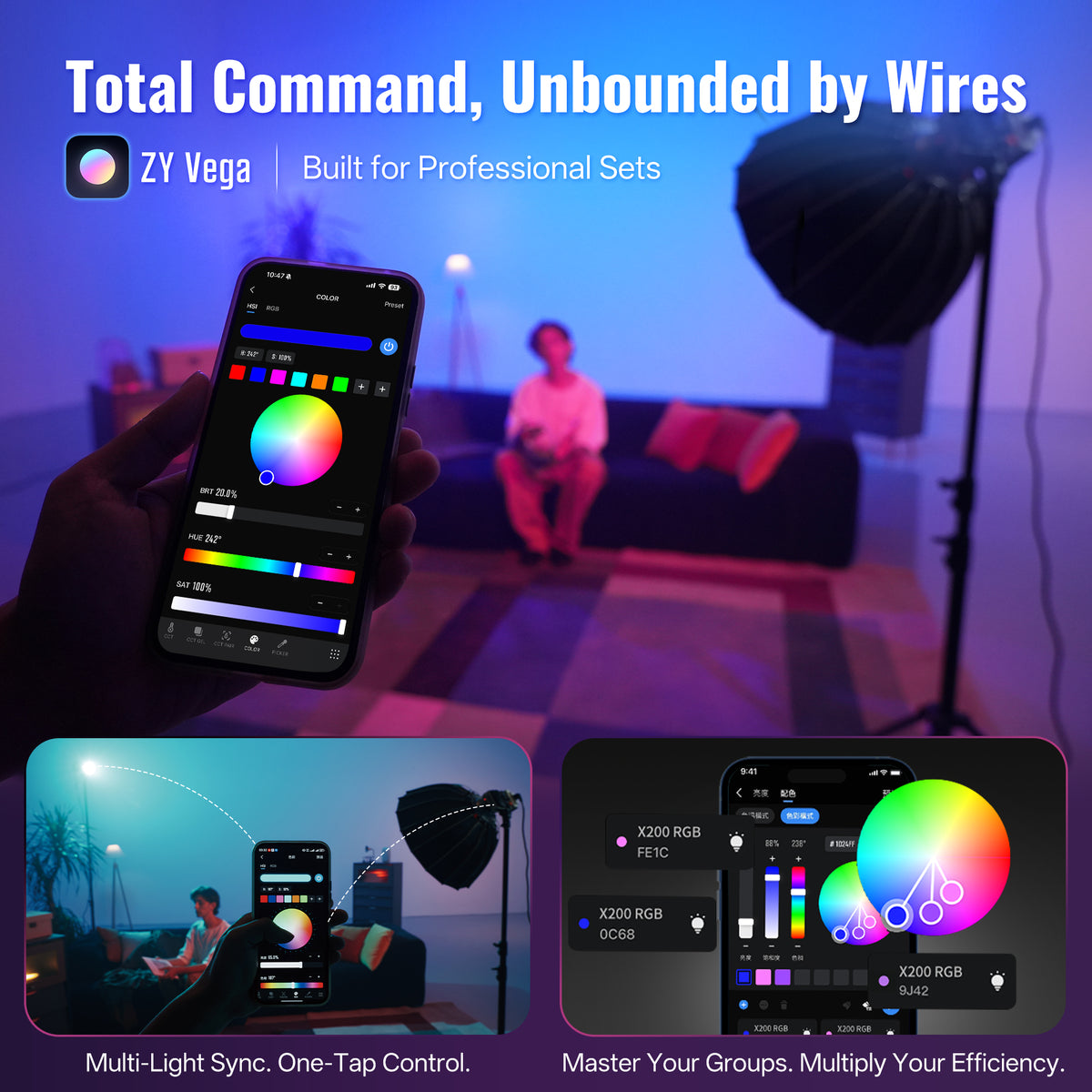 ZHIYUN MOLUS X200 RGB | 200W Professional Portable RGB Video Light