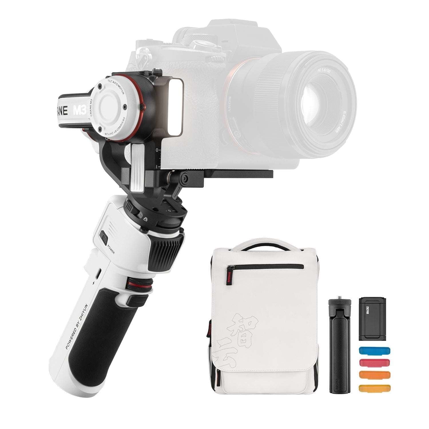 ZHIYUN Crane M3: Portable, professional, compatible. Compact design, dual-color fill light, 1.22” touch screen, PD 12W fast charging.