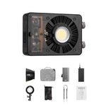 ZHIYUN MOLUS X100: 100W Output, Fast Charging, ZY Mount, Bluetooth Control. Compact COB light with innovate cooling tech.