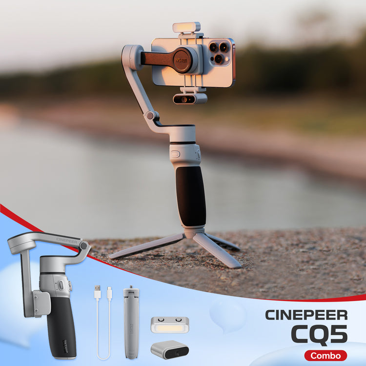 ZHIYUN CINEPEER CQ5: Compact voice-controlled stabilizer with AI tracking, magnetic fill light, long battery life for filming