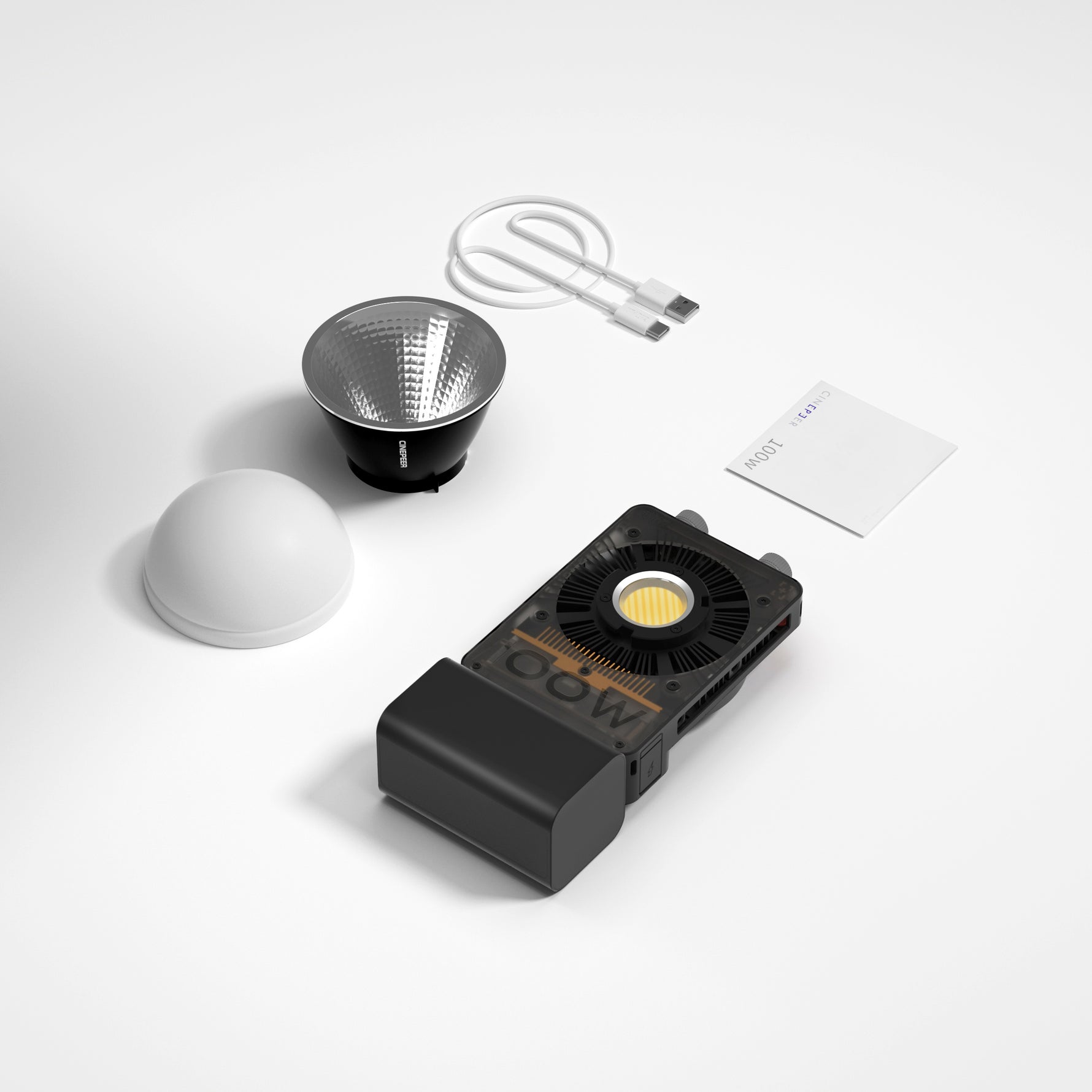 ZHIYUN CINEPEER CX100 portable LED light, 100W brightness, 2700K-6500K color temperature, CRI≥96, TLCI≥97, 710g