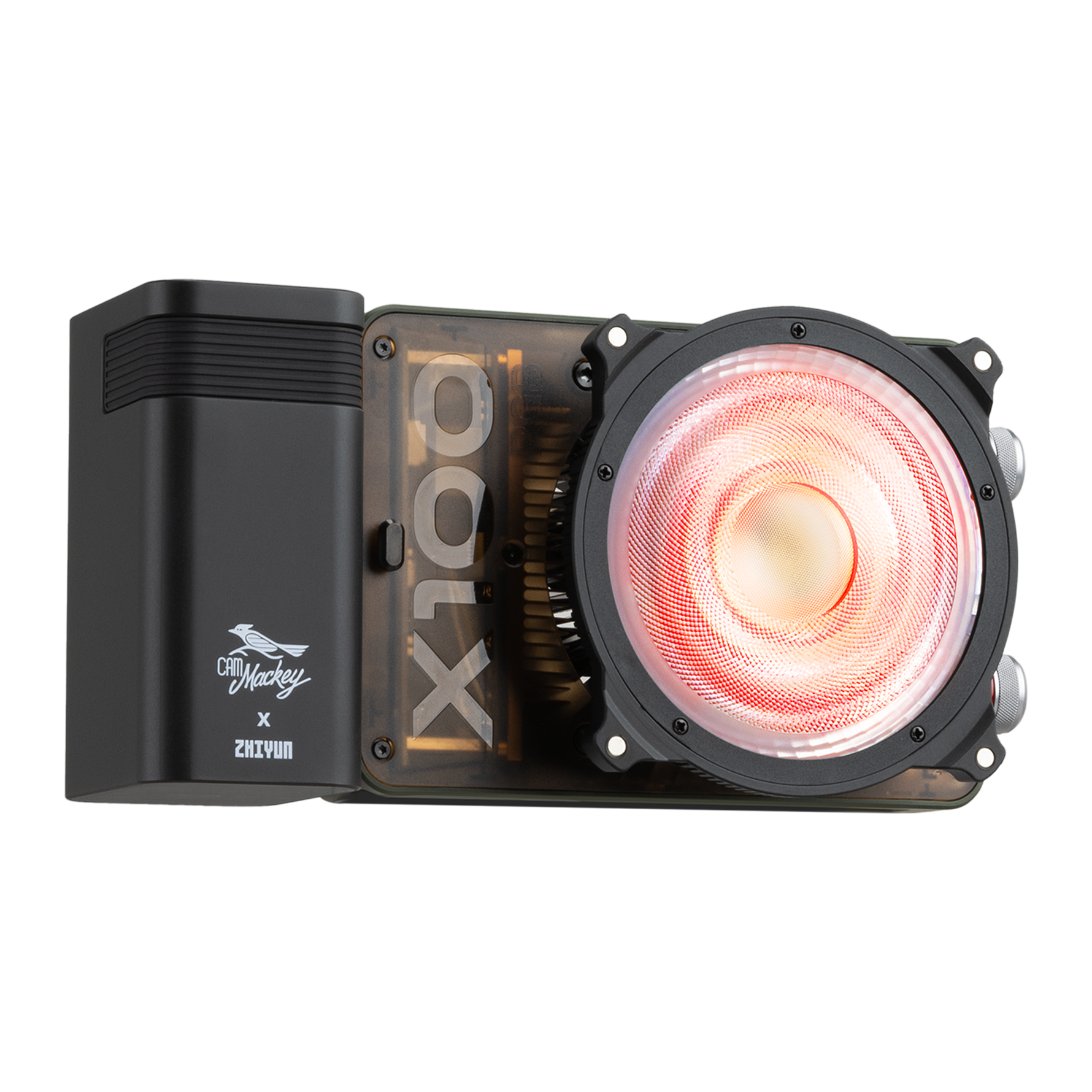 User holding Zhiyun MOLUS X100 RGB as a rgb film lights tool — ideal rgb LED camera light for videography.