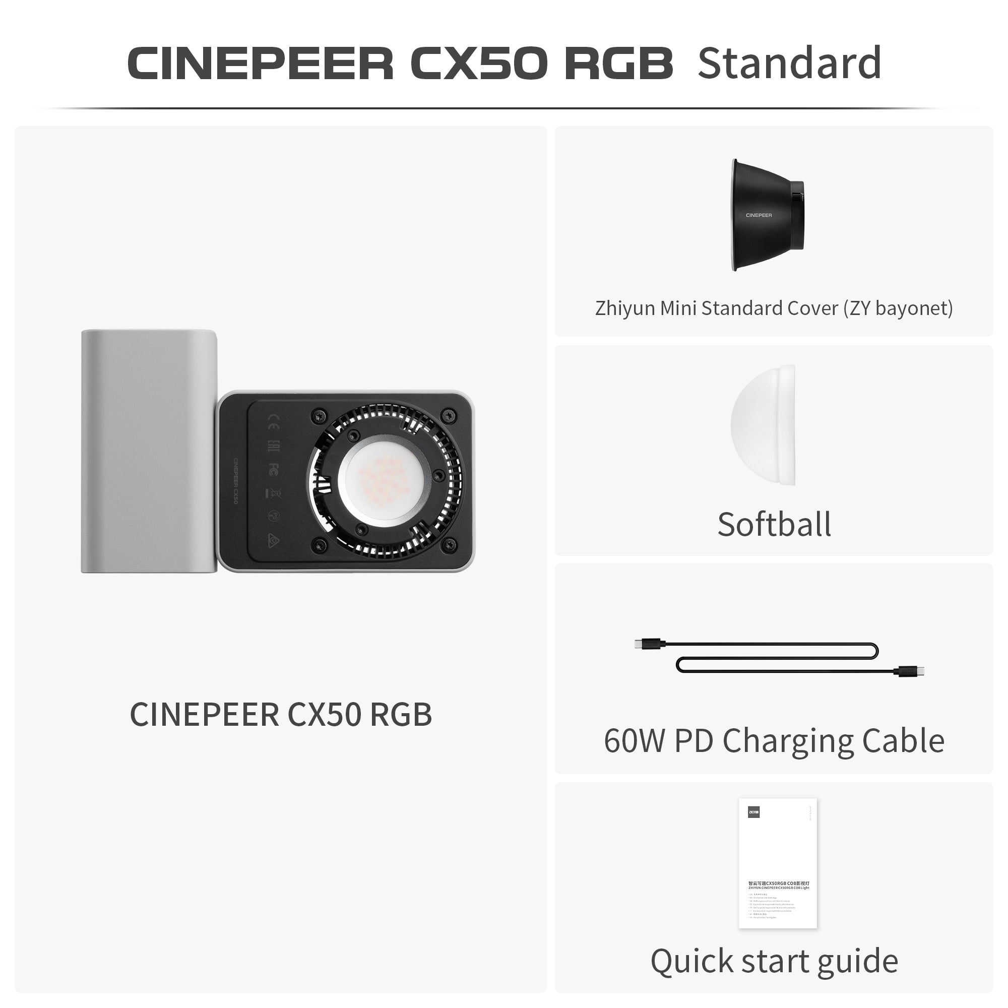 ZHIYUN CINEPEER CX50 | 50W Portable Bi-color Video Light – ZHIYUN