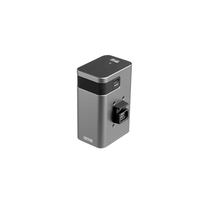 ZHIYUN compact gray threaded square grip battery with a plug on the side is designed specifically for the MOLUS X100. 