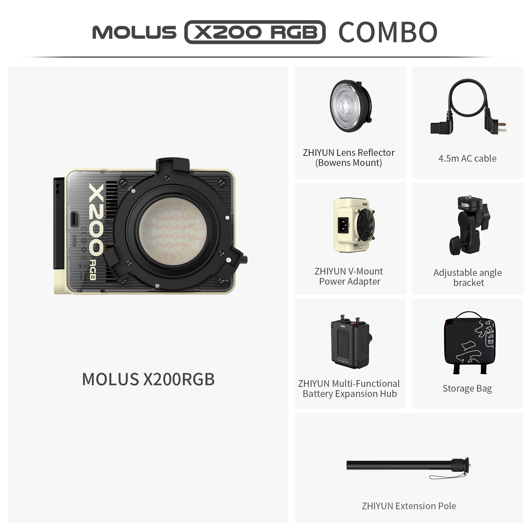 Portable video light MOLUS X200 RGB delivering professional portable portrait lighting for indoor shooting