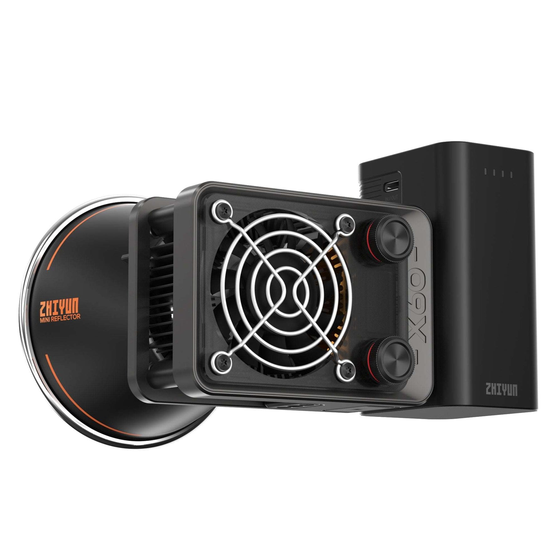ZHIYUN MOLUS X60 compact LED light, 60W output, RGB modes, grip battery, PD charging, Bowens mount compatibility