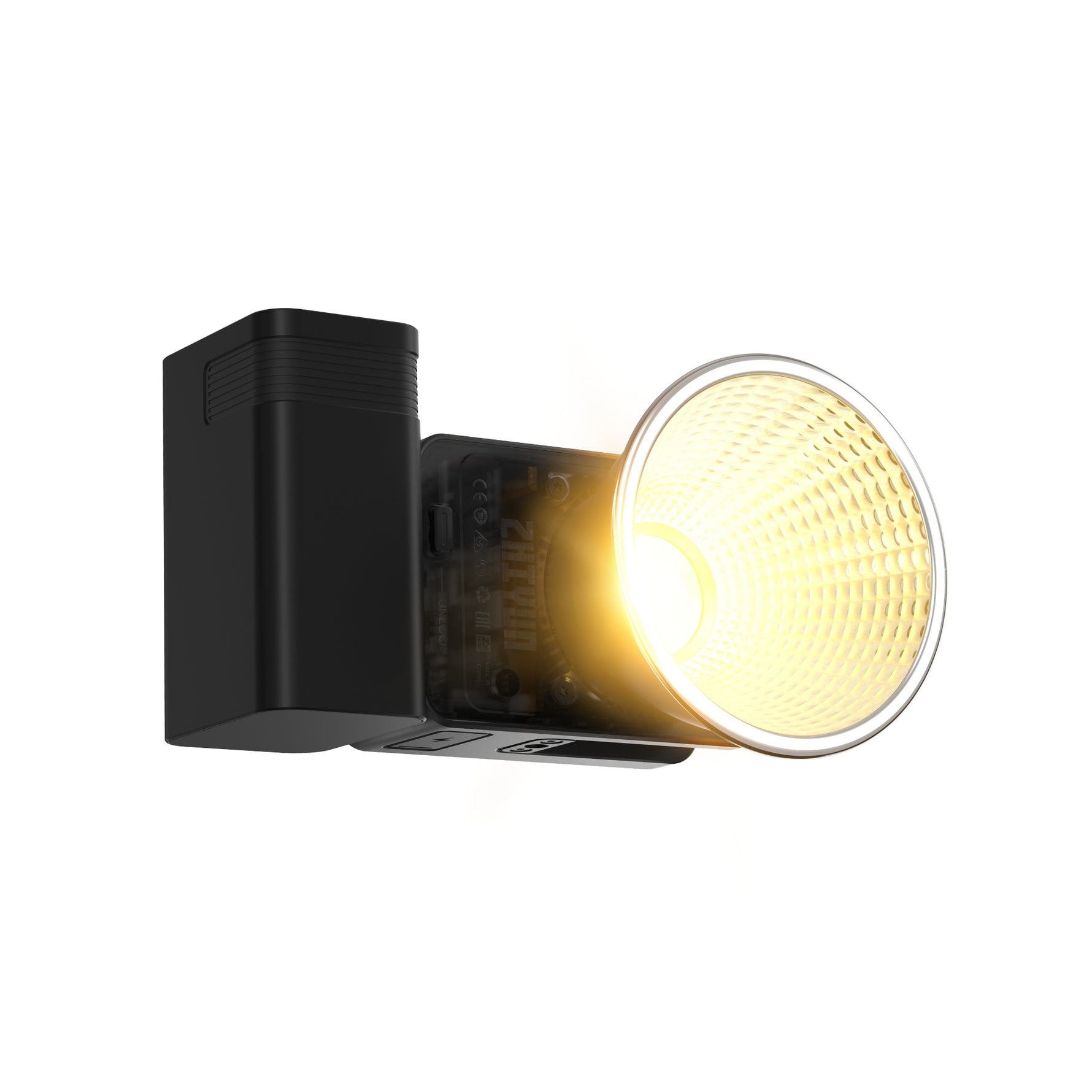 ZHIYUN MOLUS X60 compact LED light, 60W output, RGB modes, grip battery, PD charging, Bowens mount compatibility