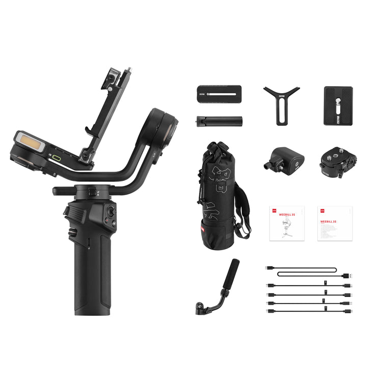 ZHIYUN Weebill 3S: Switch seamlessly, and control wirelessly—sling mode 2.5 for flexibility, built-in fill light, 11.5 hours runtime.