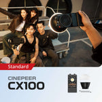 ZHIYUN CINEPEER CX100 portable LED light, 100W brightness, 2700K-6500K color temperature, CRI≥96, TLCI≥97, 710g