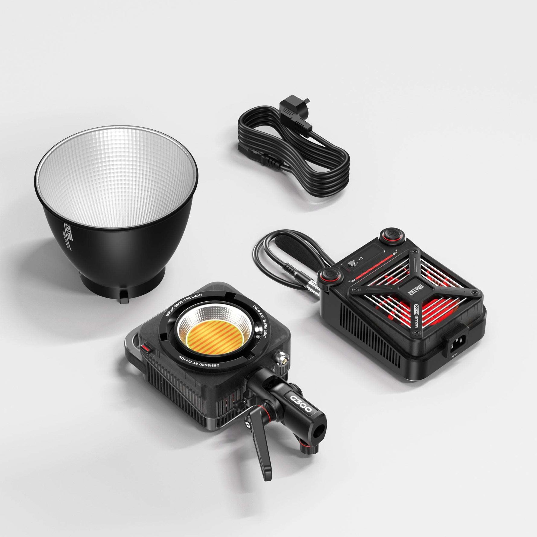 ZHIYUN MOLUS G300 COB Light, 300W brightness, MAX Extreme Mode, separate controller, ZY Vega App