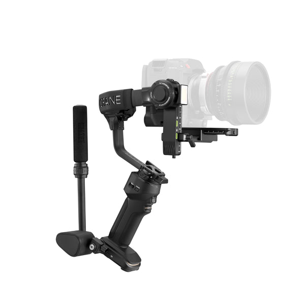 Professional filmmaker using ZHIYUN CRANE 4 3-axis gimbal stabilizer to shoot cinematic video outdoors