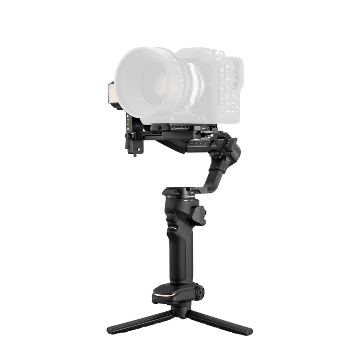 ZHIYUN CRANE 4 3-axis handheld gimbal with extended arm supporting a compact cinema camera
