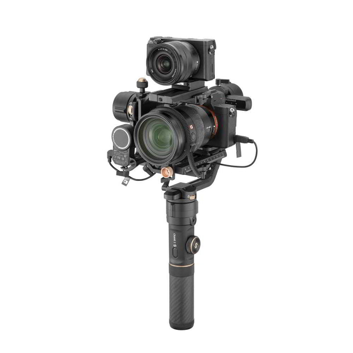 Black dual camera mounting plate designed for ZHIYUN Crane 2S