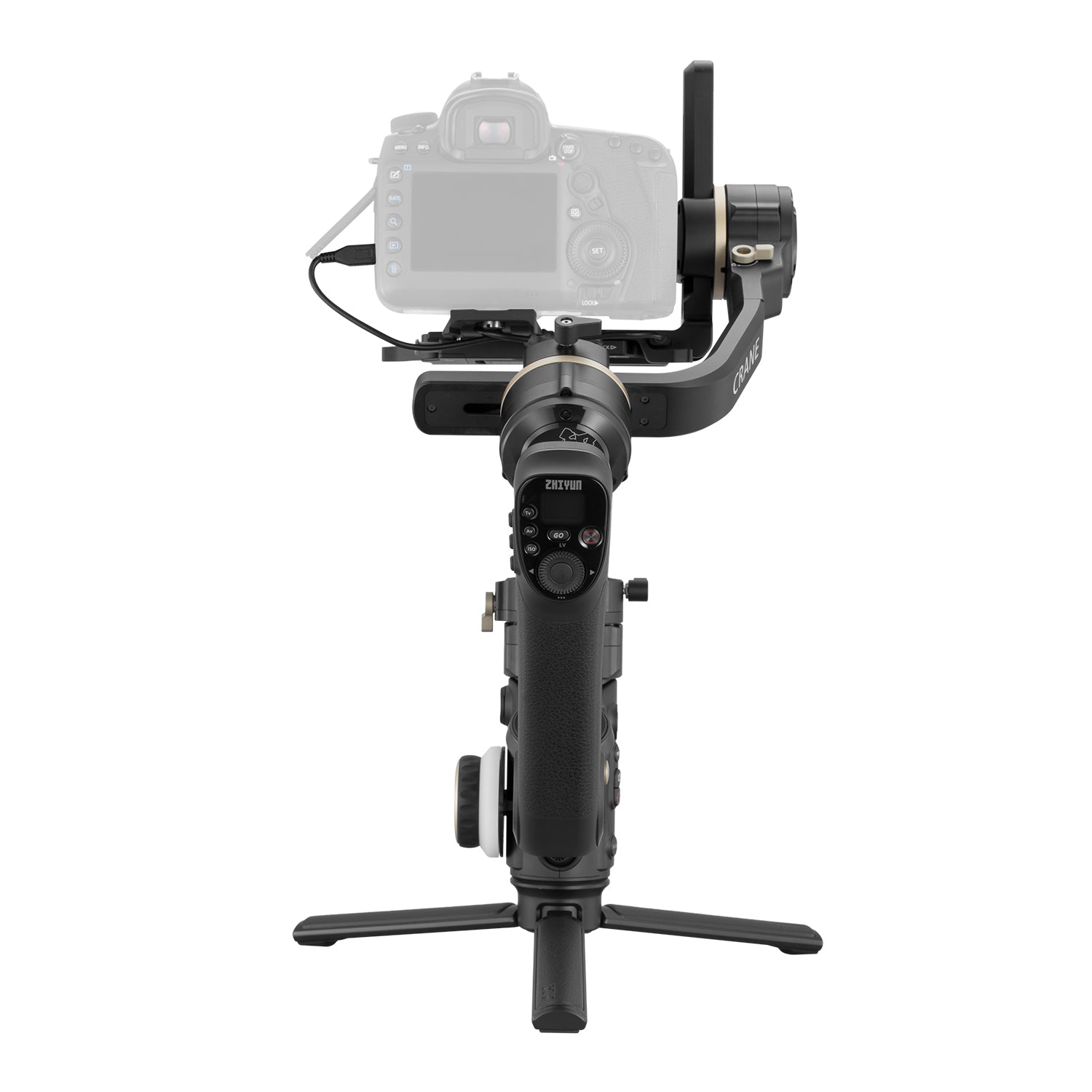 ZHIYUN Crane 3S: 55° angled roll axis, Extendable Arm， SmartSling Grip, and Advanced Zoom/Focus.