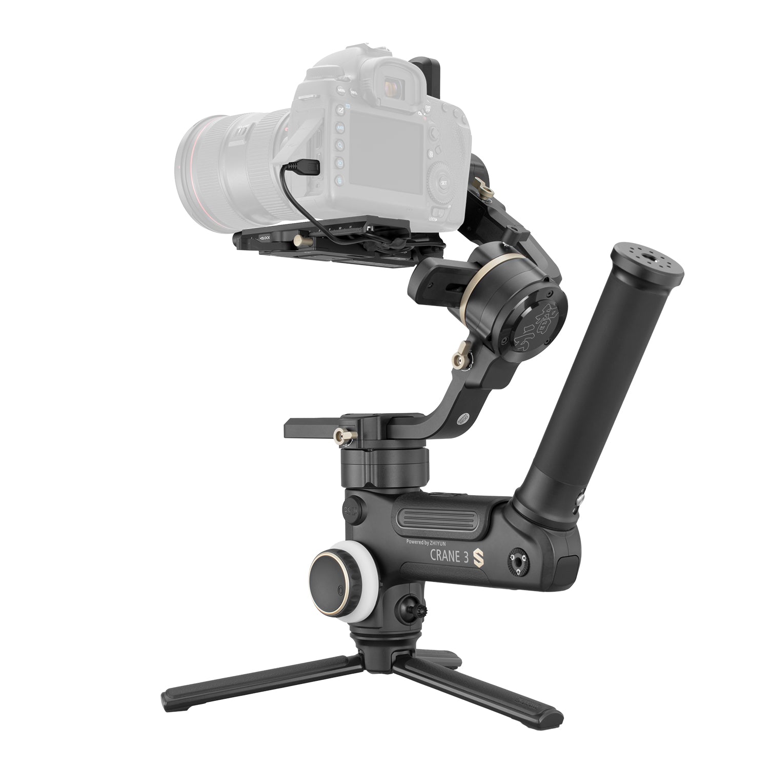 ZHIYUN Crane 3S: 55° angled roll axis, Extendable Arm， SmartSling Grip, and Advanced Zoom/Focus.