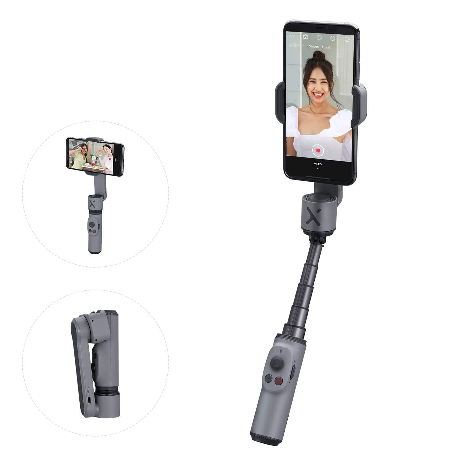 ZHIYUN SMOOTH Q3 [Official ] Phone Gimbal 3-Axis Smartphone Handheld  Stabilizer Selfie Sticks with Fill Light Grey for iPhone