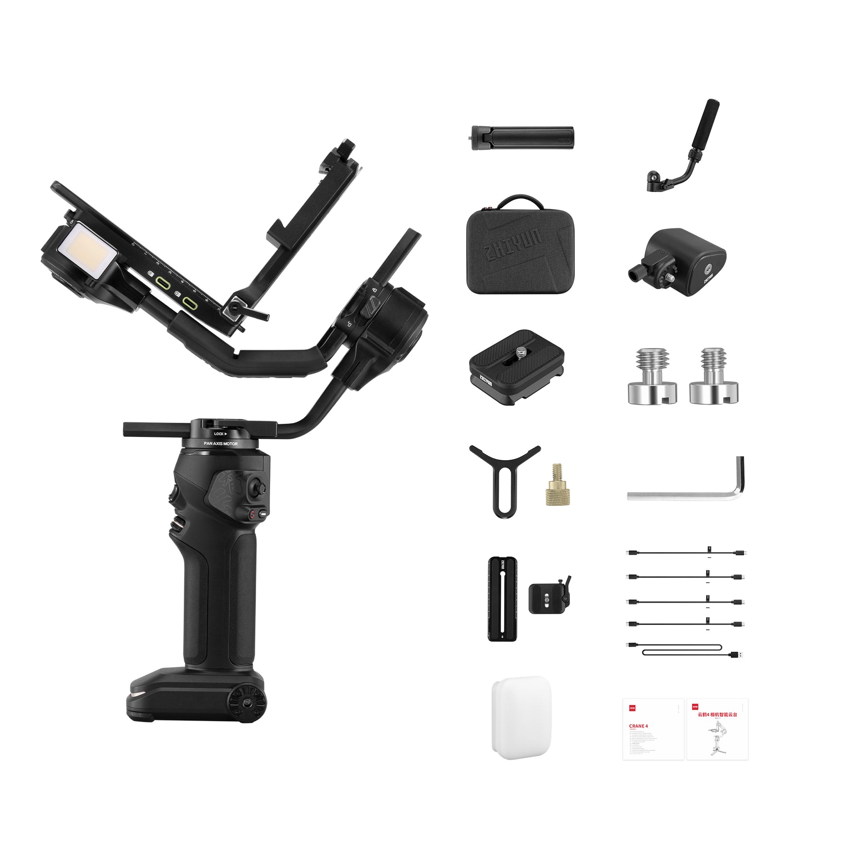 ZHIYUN CRANE 4 gimbal stabilizer with external monitor attached for professional video production